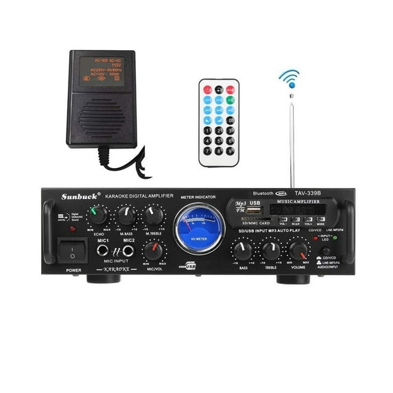 600W Bluetooth Power Stereo Amplifier VU Meter FM 2CH USB SD Karaoke Home Amplifiers Theater Digital Amp Car Audio ,Scalable Fun