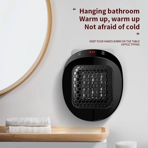 600W Ceramic Plug In Heater,Mini Heater,Portable Heater,Electric Heater,Small Space Heater, Fast Room Wall Indoor Heater Adjustable-Thermostat Timer And Led Display