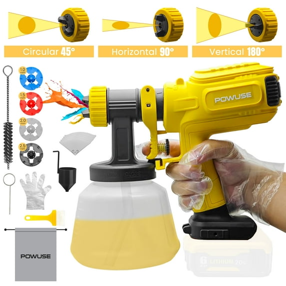 600W Cordless Paint Sprayer Compatible with Dewalt 20V Battery, Handheld HVLP Spray Paint Gun With Brushless Motor, Electric House Painting Gun for Fence, Furniture, Walls, etc.(Battery Not Included)
