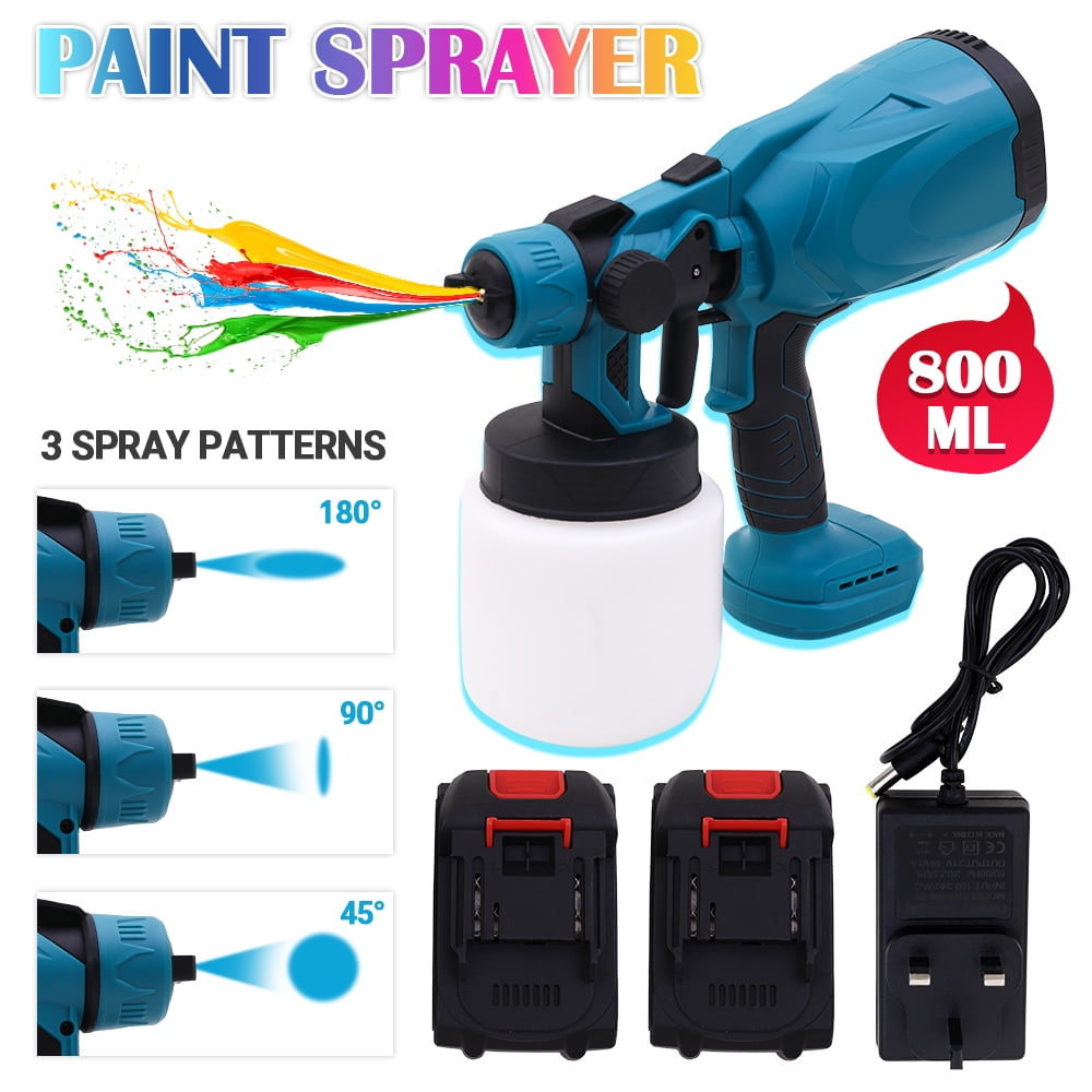  BESUFY Cordless Paint Sprayer, 600W Mini Paint Sprayer 3 Spray  Patterns Handheld Electric Paint Sprayer with 2 x 24V 2000mAh Batteries for  Home Furniture Fence Ceiling Walls Auto Blue 