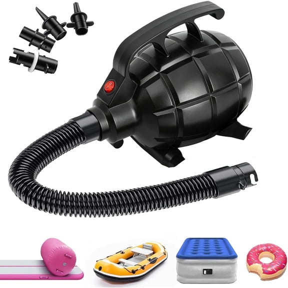 600W Electric Air Pump for Inflatable Gymnastics Mat, Air Mattress Quick Fill Inflator Deflator Pump, Portable for  Pool Toy Float Pump for Pool Floats, Air Mattress, Toys, Gym Mat,5 Nozzles