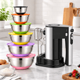 600W Electric Hand Mixer with 6 Piece Stainless Steel Mixing, Multi ...