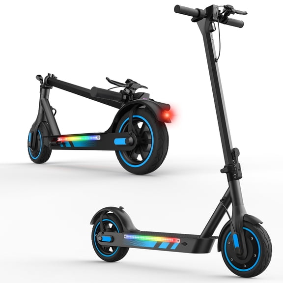 600W Electric Scooter for Adults, Up to 25MPH and 22-30Miles Long-Range, 10'' Air Tires, Foldable Commuting Escooter with Double Braking System and App Blue