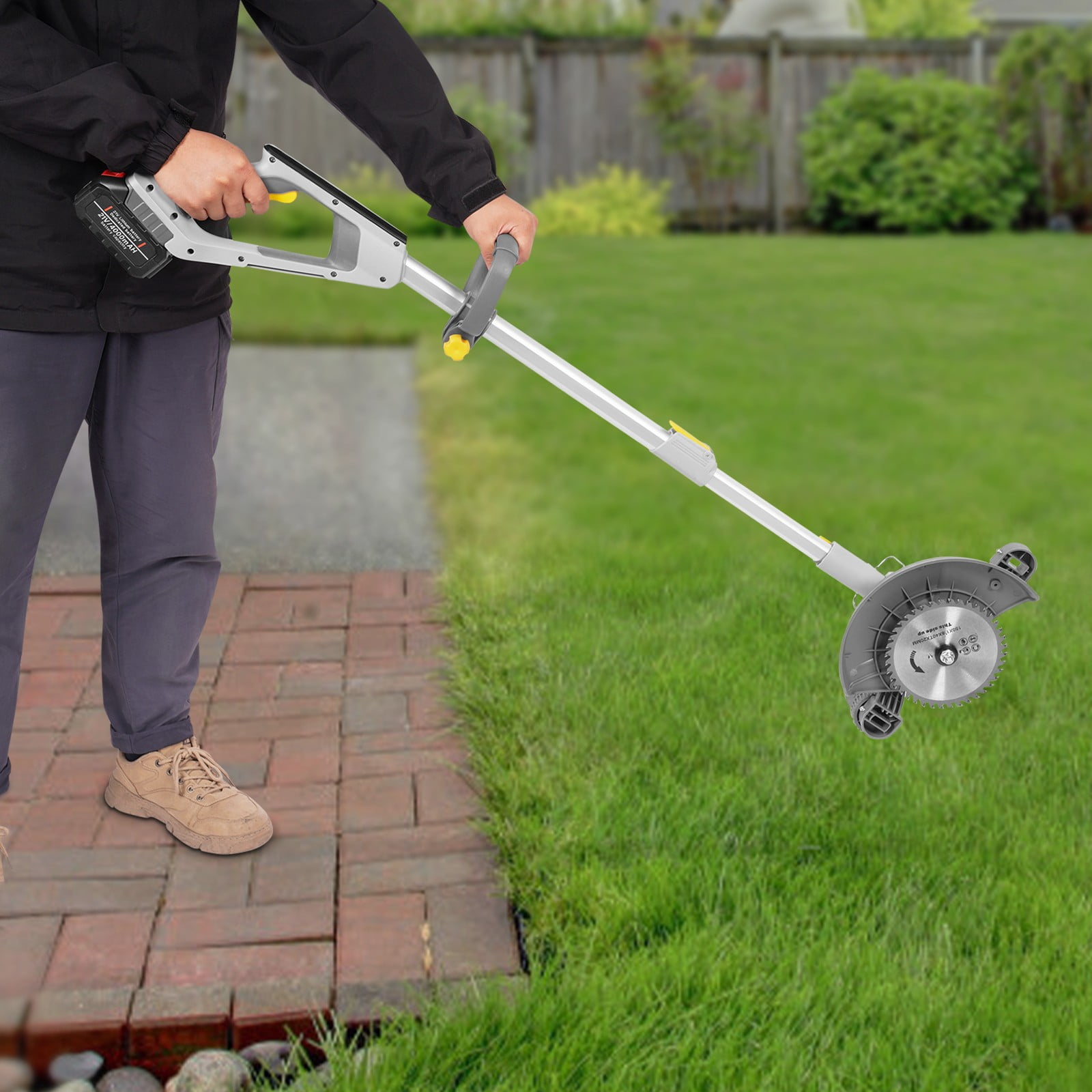 600W Electric Weed Trimmer, String Trimmer with Battery Indicator, Handheld Lawn Mower, Adjustable Ergonomic Handle, for Garden & Yard