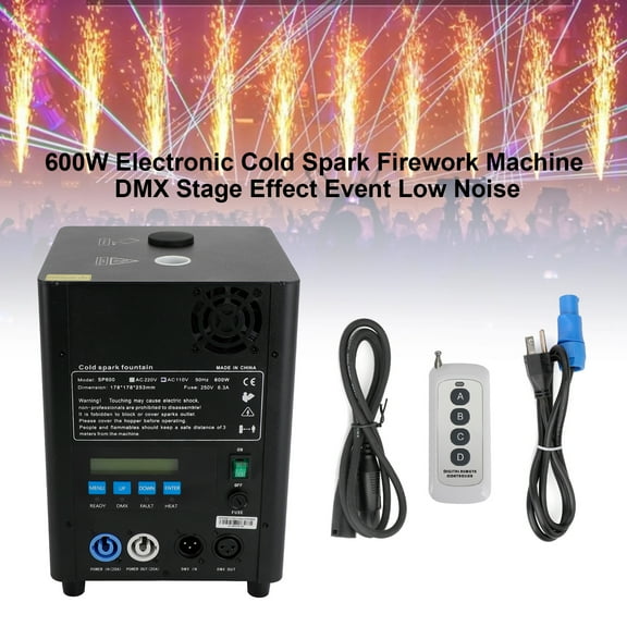 600W Electronic Cold Spark Firework Machine DMX Stage Effect Event Low Noise