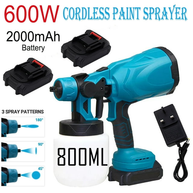 600W High Pressure Cordless Paint Sprayer Electric Airless HVLP Gun ...