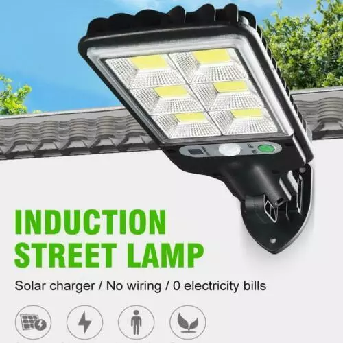 600W Led Solar Flood Light Motion Sensor Security Wall Street Yard Outdoor Lamp