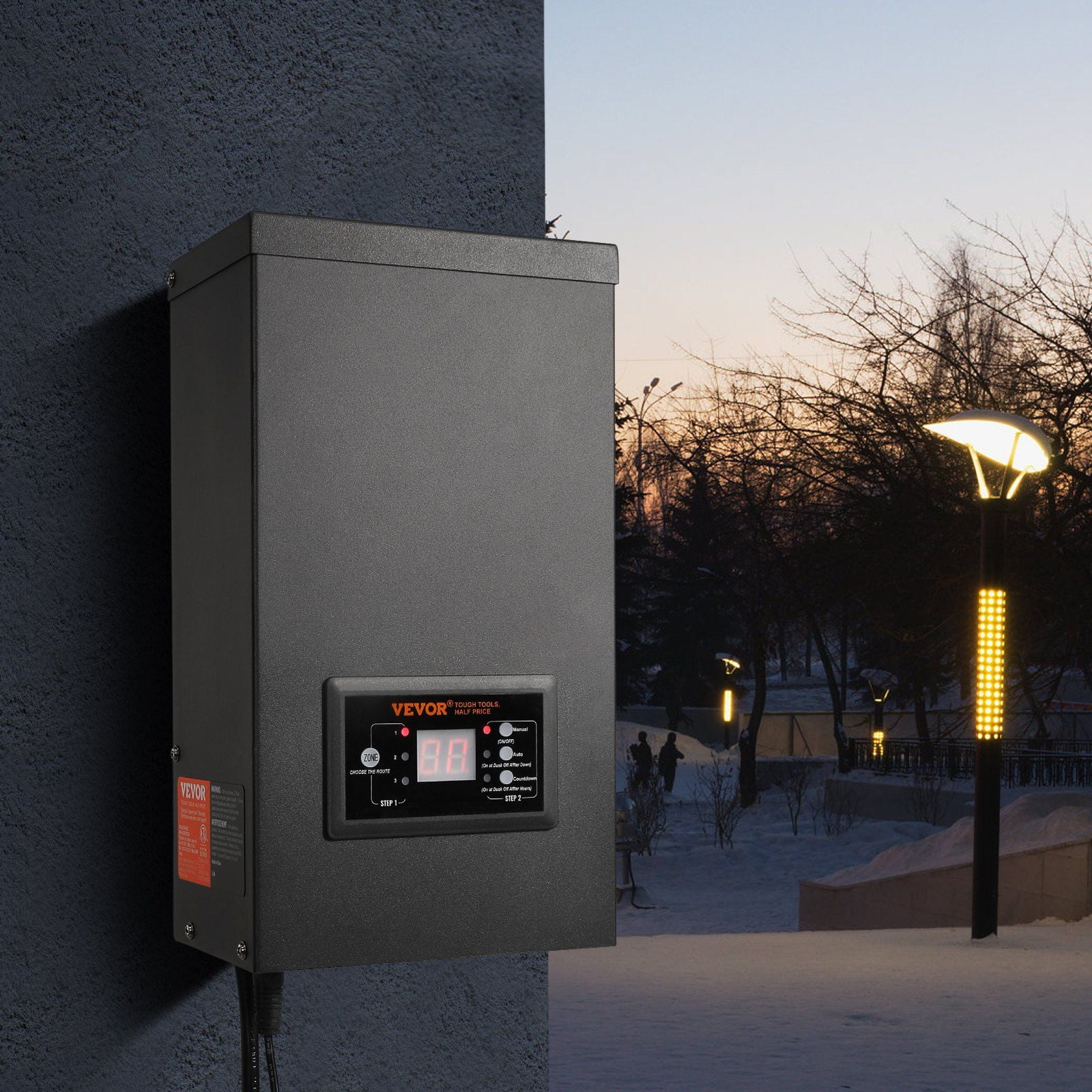 600W Low Voltage Landscape Transformer w/ Timer & Photocell, 120V to 12V/14V AC, Waterproof Outdoor Lighting Transformer for Spotlight, Pathway, Pool Light, ETL Listed