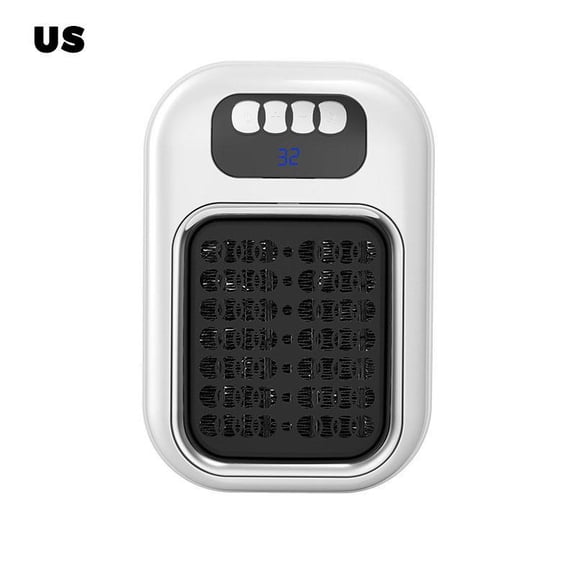 600W PTC Ceramic Mini Space Heater with LCD Display, Electric Wall Plug-in/Desktop Heater, 12H Timer & Overheat Safety for Office Home (White US Spec)