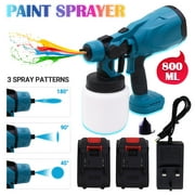600W Paint Sprayer Gun,Includes 3 Nozzles,Handheld Paint Spray Gun,Cordless Paint Sprayer, Electric Airless Sprayer with 2 Battery,HVLP Paint Sprayer for Home Interior and Exterior