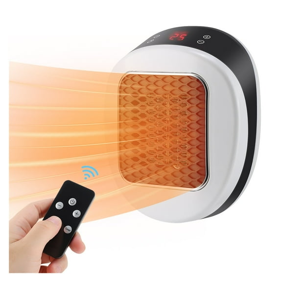 600W Portable Electric Heater Wall Space Heater Remote Wall Outlet with Timer Warmer Machine ,Fast Warm Air Delivery