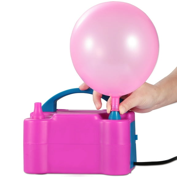 600W Portable Electric Nozzle Balloon Inflator Pump  Party Dual Air Balloon Pump Rose Red