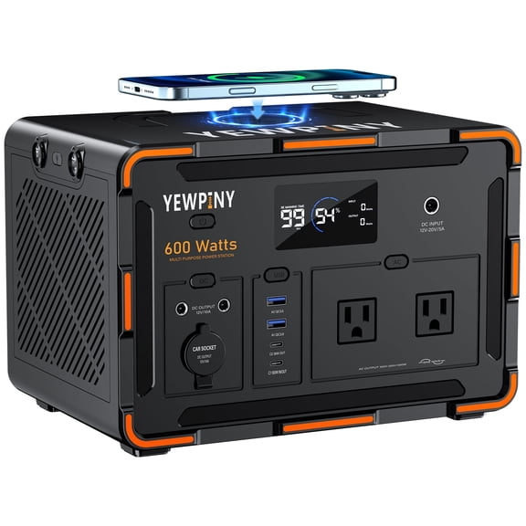 600W Portable Power Station 599.4Wh, Solar Generator with PD 65W Fast Charging, LiFePO4 Battery for Camping, RV, Home Emergency Backup