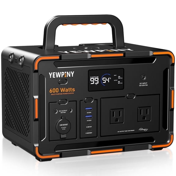 600W Portable Power Station, 599.4Wh LiFePO4 Battery, for Outdoor Camping, RV & Home Emergency Backup