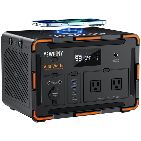 600W Portable Power Station 599.4Wh, Solar Generator with PD 65W Fast Charging, LiFePO4 Battery for Camping, RV, Home Emergency Backup