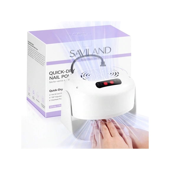 600W Quick-Dry Nail Polish Dryer with Dual Heating & Cooling Modes, Adjustable Angle Fan for Fast Drying of Regular Polish