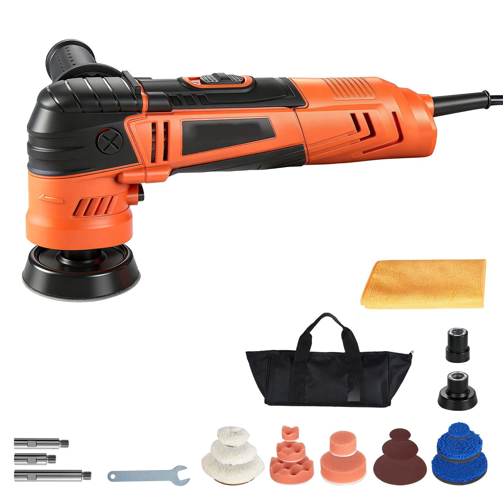600W Rotary Car Buffer Polisher, 1.2/2/3 Inch Pads, 6 Variable Speeds 1000-4500RPM for Auto Detailing Waxing Polishing Scratch eliminate