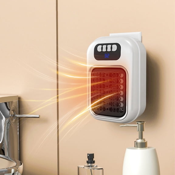 600W Small Space Heater,110V Wall Outlet With Adjustable Thermostat,LED Display, Mini For RV And Home Office Bathroom Indoor Use