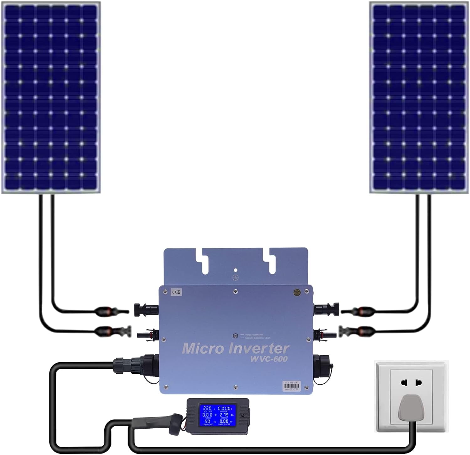 600W Solar Grid Tie Micro Inverter DC to AC, Waterproof IP65 LCD ...
