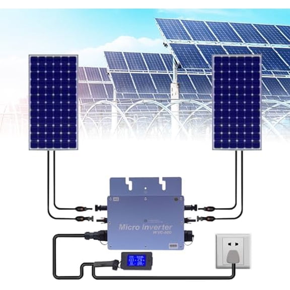 600W Solar  Inverter with LCD Display, MPPT Grid Tie Inverter IP65 Waterproof, Pure Sine Wave DC to AC Power Inverter for 36V Solar Panels, Home Power System, Blue$$Garden & Patio