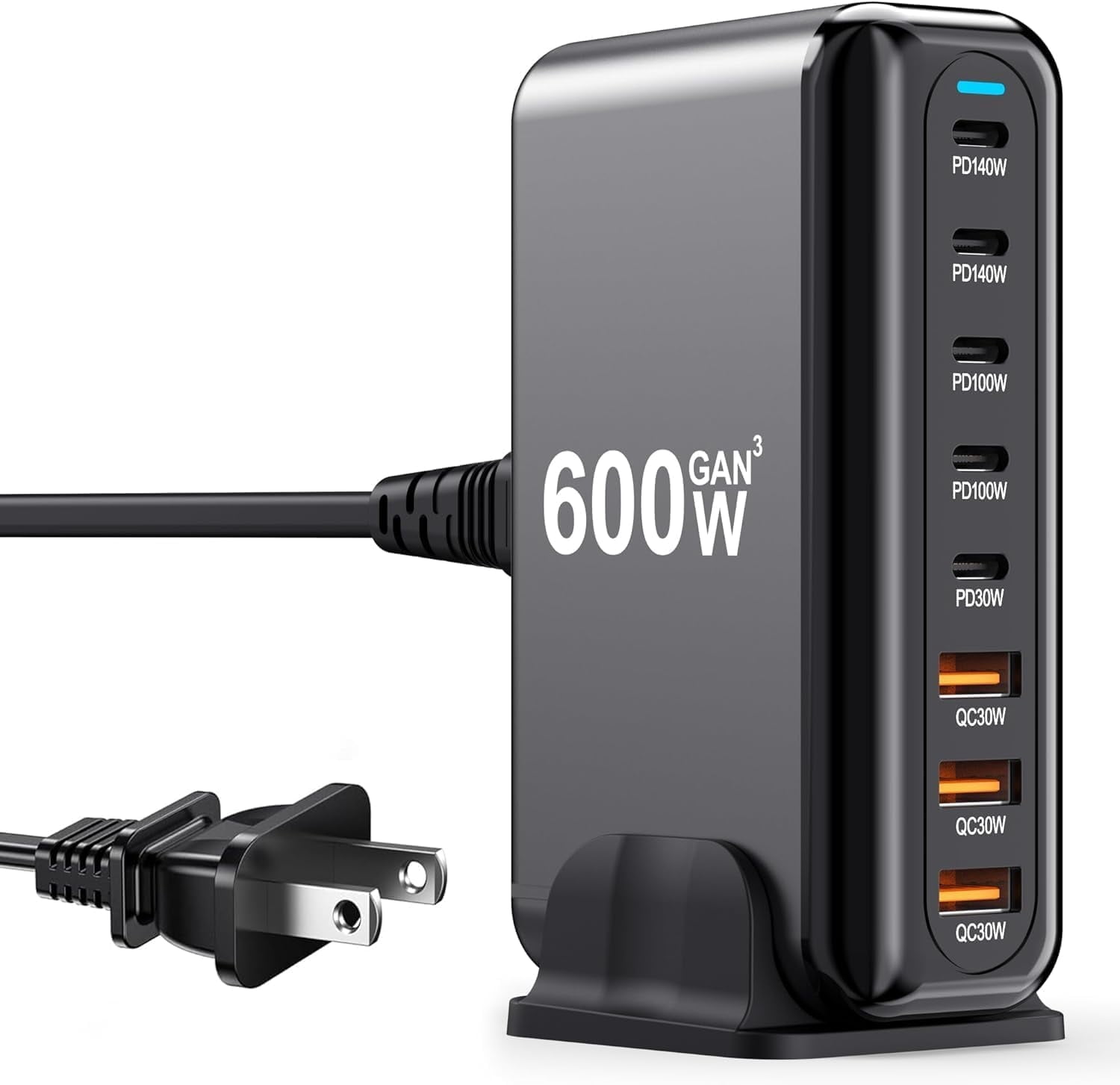 600W USB-C Charger, 100W USB-C Charging Block, 8-Port GaN III Fast Charging Station Hub, 140W PD 3.1 Laptop Charger Adapter Compatible with MacBook Pro/Air, DELL, Steam Deck, iPhone 17/16/15