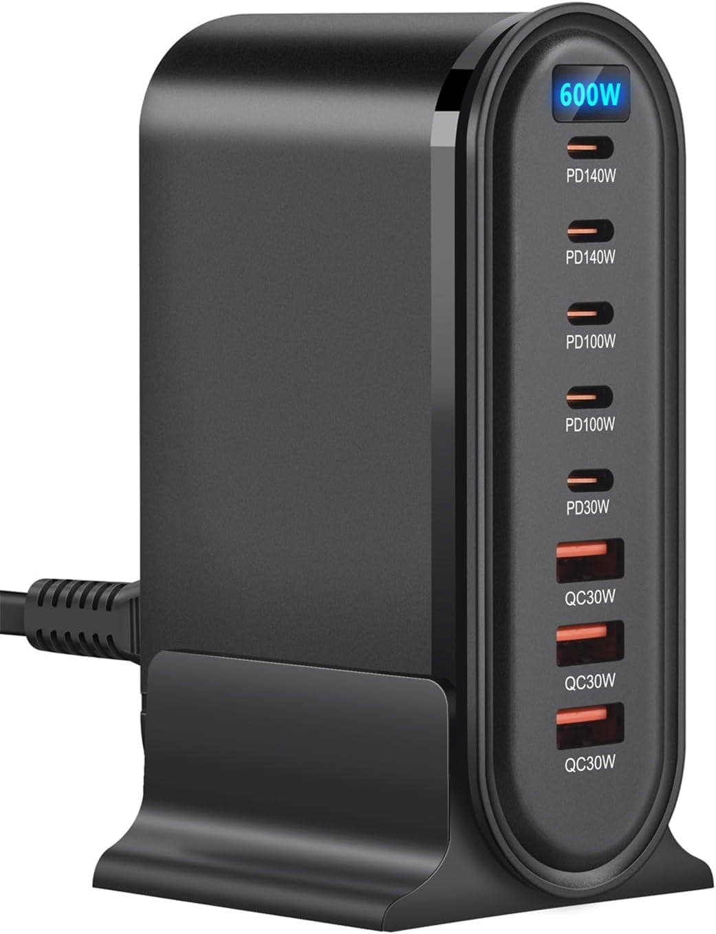 600 Watt 8-in-1 USB-C GaN Charger, 8-Port USB Fast Charging Station, Dual 140W PD PPS Port + Dual 100W PD Port for Multiple Electronic Devices, Computer Wall Charger, iPhone 17 16 15 14 13 iPad