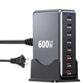 thumbnail image 1 of Famous Tech Shop USB-C Desktop Charging Station, 600W, 8-Port Fast Charger with Dual 140W PD for Laptops & Smartphones, 1 of 6