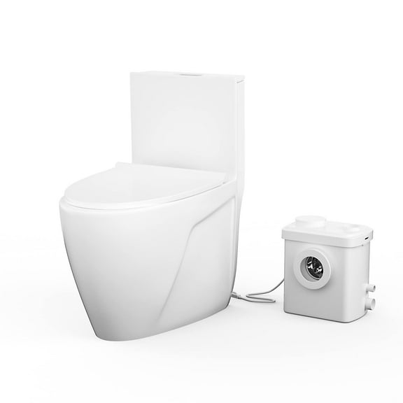 600W Upflush Toilet System Macerating Pump Toilet for Basement Silent & Powerful Contain One Piece Modern Toilet & AC Vent Toilet Pump