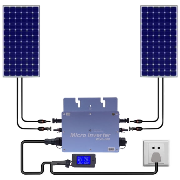 600W Wvc Solar Grid Tie Micro Inverter IP65 Waterproof Mppt DC to AC Inverter LCD Display US 110V for 30V 36V Solar Panels