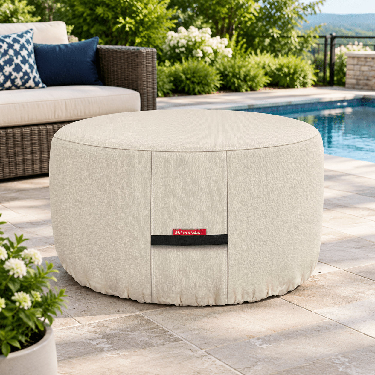 600d Round Patio Fire Pit Table Cover 48 Inch Beige - Walmart.com