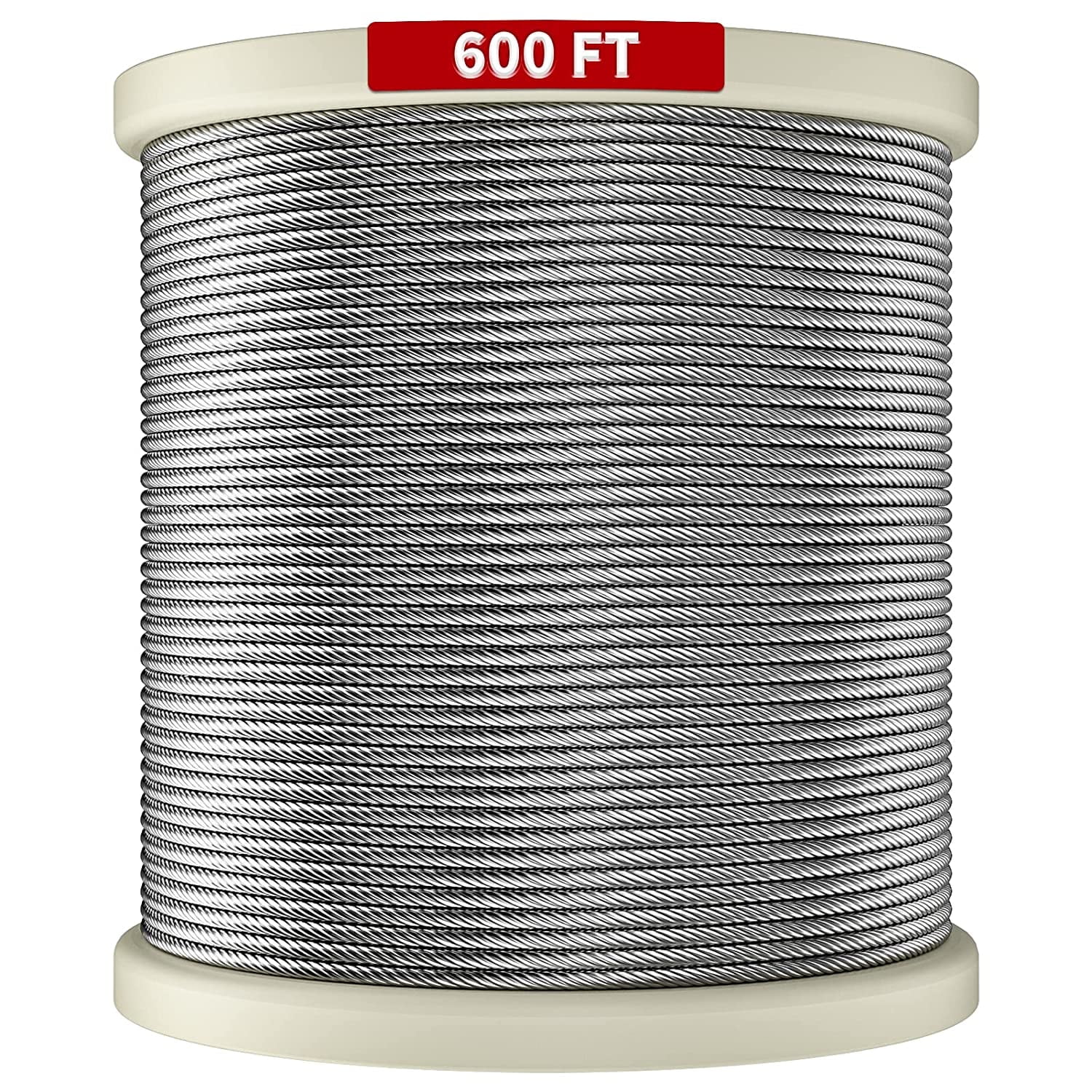 Stainless Steel WIRE ROPE 316, 7x7, PVC, 5/32 in. x 1/4 in. 1000' WHITE