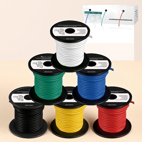 600ft 14 Gauge Wire Kit, 6 Color 100ft Spools, Copper Clad Aluminum, Low Hookup Wire for Automotive, Breadboard, DIY