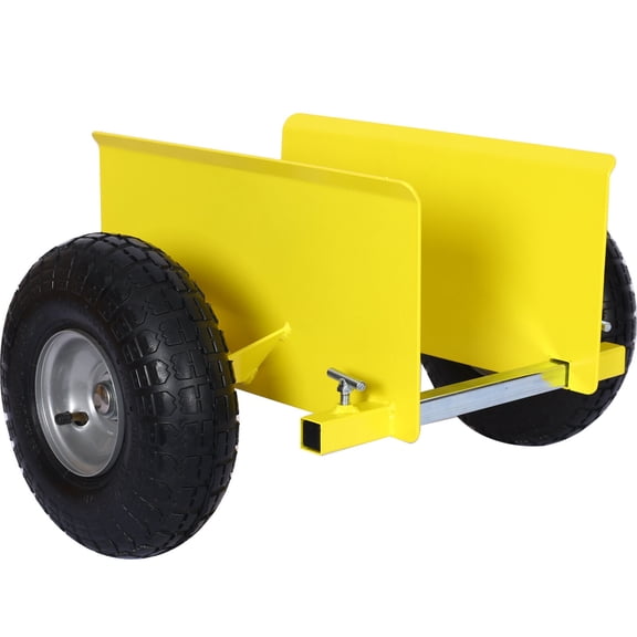 600lb Capacity Panel Dolly with 10in Pneumatic Wheels for Moving Doors and Slabs, Yellow Metal Alloy Steel Hand Truck