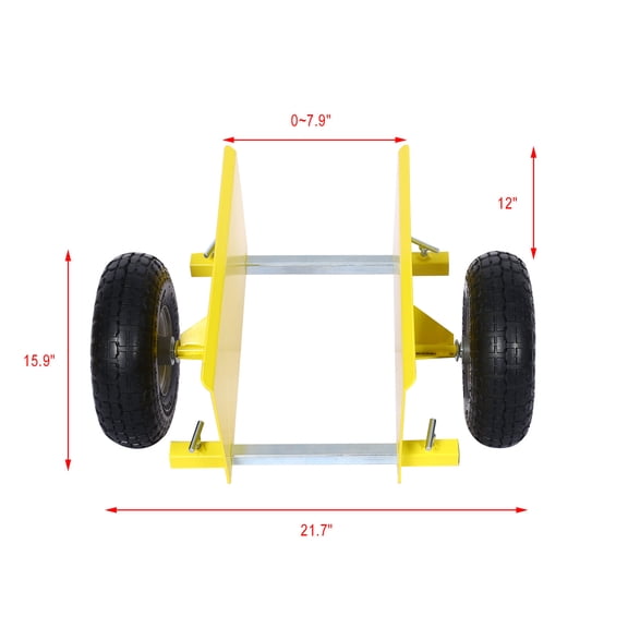 600lb Panel Dolly , 10in. Pneumatic Wheels,yellow,