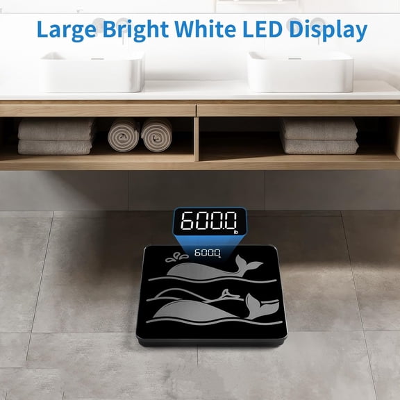 600lb Smart Bathroom Scale for Body Weight in 0.1lb, High Accuracy Assured