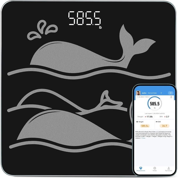 600lb Smart Bathroom Scale for Body Weight in 0.1lb, High Accuracy Assured