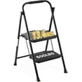 thumbnail image 1 of 600lbs 2 Step Ladder,Folding Step Stool with Wide Anti-Slip Pedal, Heavy Duty Sturdy Steel Ladder with Handgrip,Portable Steel Step Stool for Home Kitchen Library Office (Matte Black), 1 of 6