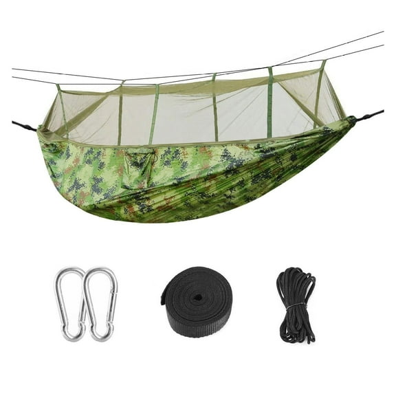 600lbs Double Hammock with Mosquito Net - Portable Camping Hammock for Hiking, Backpacking, Outdoor Relaxing - Nylon Swing with Straps
