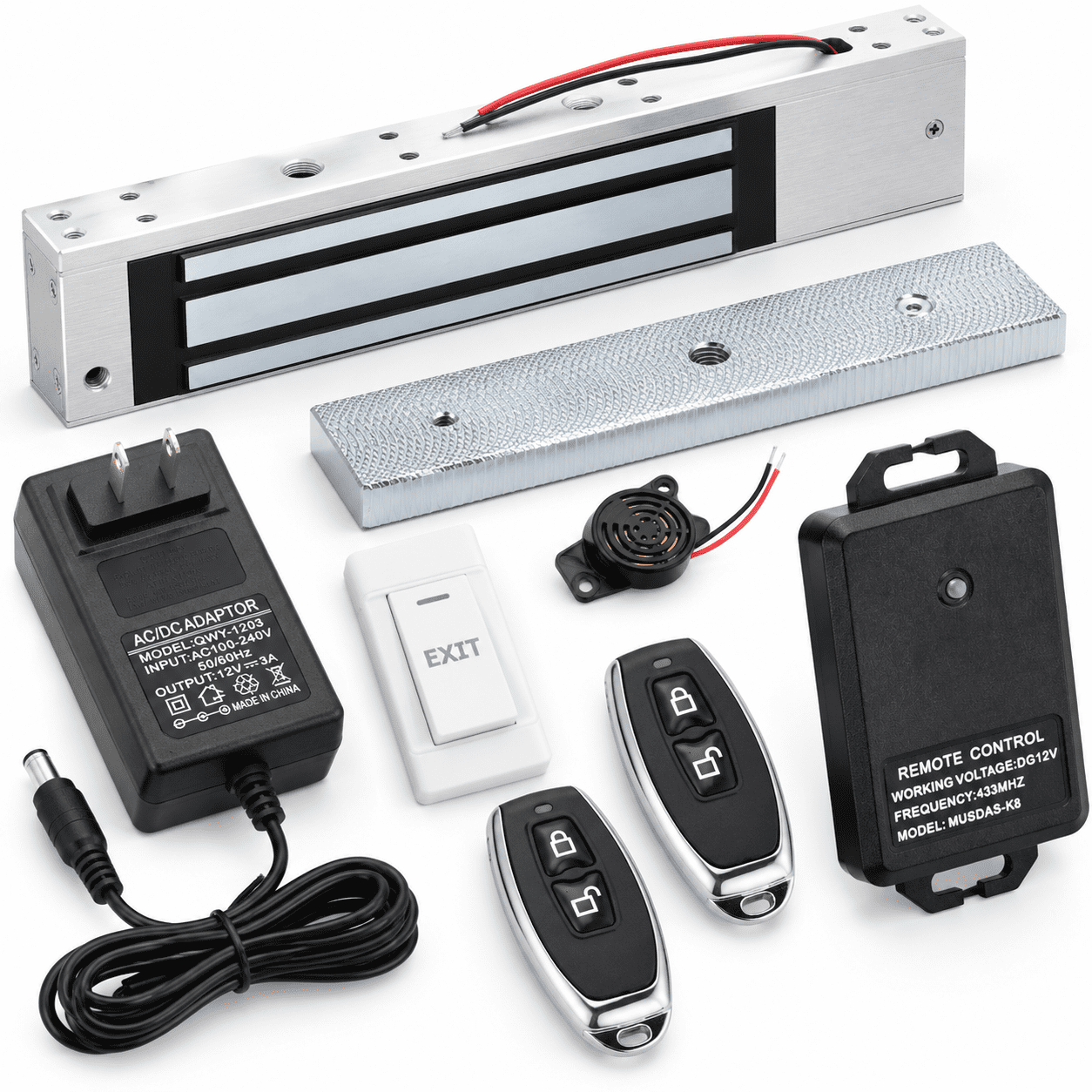 Door Lock Devices 600lbs Magnetic Door Lock Kit with Remote Control, Fail Safe NC Mode ...