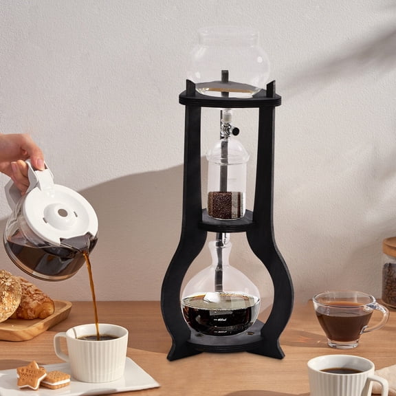 600m IcedCoffeeColdBrewDripTowerCoffeeMakerPot Wooden for HomeCafes,6-8Cup, Grey