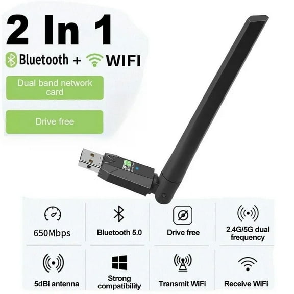 600mbps USB WiFi Bluetooth adapter 2in1 network card dual band 2.4g 5GHz WiFi antenna mini wireless receiver PC accessories