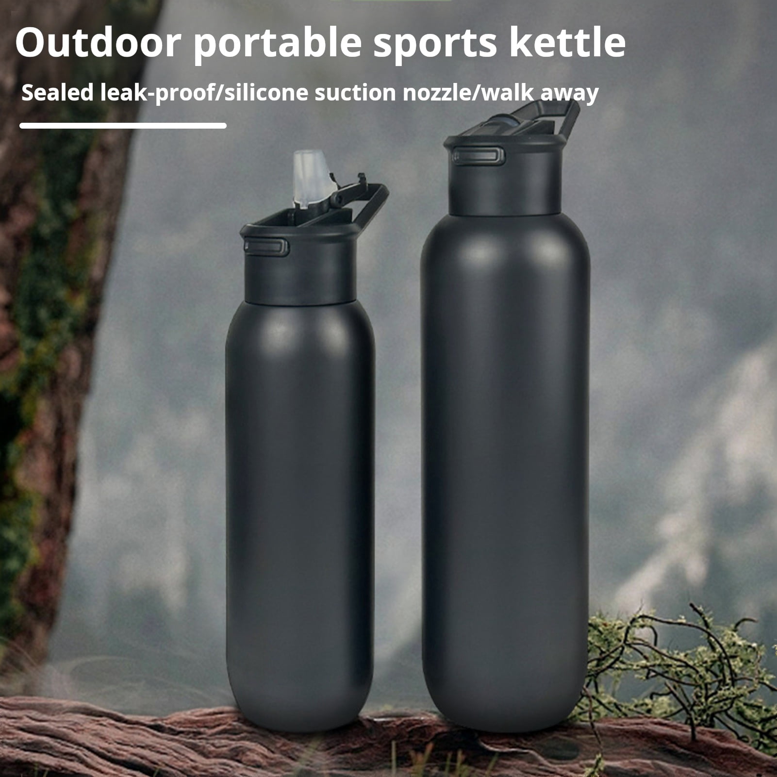 600ml/1000ml Mountaineering Water Bottle with Straw Lid Insulated ...