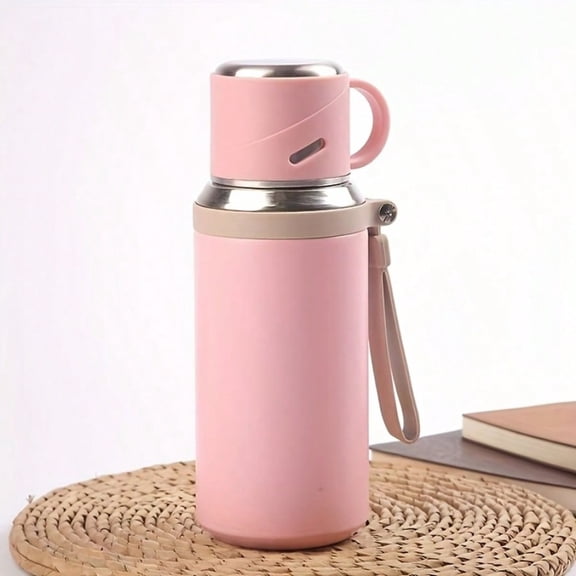 600ml 316 Stainless Steel Vacuum Bottle, 24H Hot/Cold Retention with Cup Lid