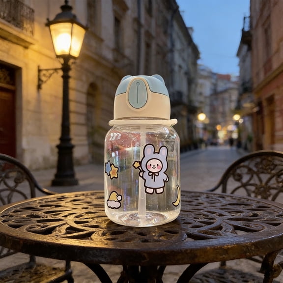 600ml Bear Water Bottle with Straw BPA Free Leak Proof Portable Cup,Second Generation Cute Bear Design,Safe Food Grade Material,Durable Leakproof Travel Bottle D