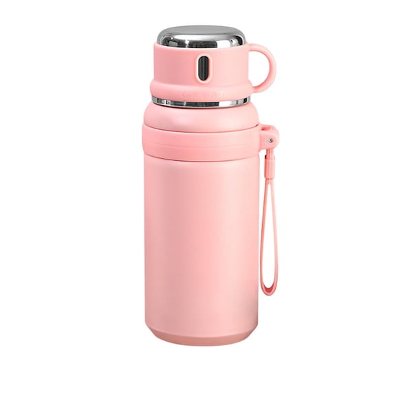 600ml Insulated Water Bottle, 316 Stainless Steel Vacuum Thermos with Cup Lid & Carrying Strap, Leakproof Travel Coffee Tumbler for Hot & Cold Drinks, 1PC (Size/Colour as Pictured)
