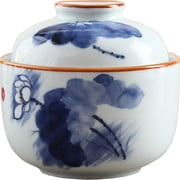 600ml Japanese Creative Hand-painted Ceramic Tableware, Porcelain Stew Cup with Lid Steaming Bowl Ramen Bowl Cereal Bowl Salad Bowl, Ceramic Cookware Soup Cup