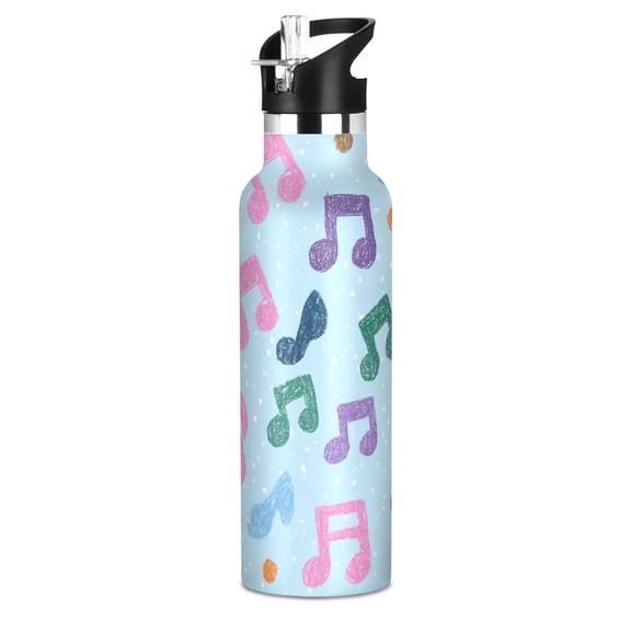 600ml Kids Sports Water Bottle Stainless Steel Bottle with Straw Lid Graffiti Notes