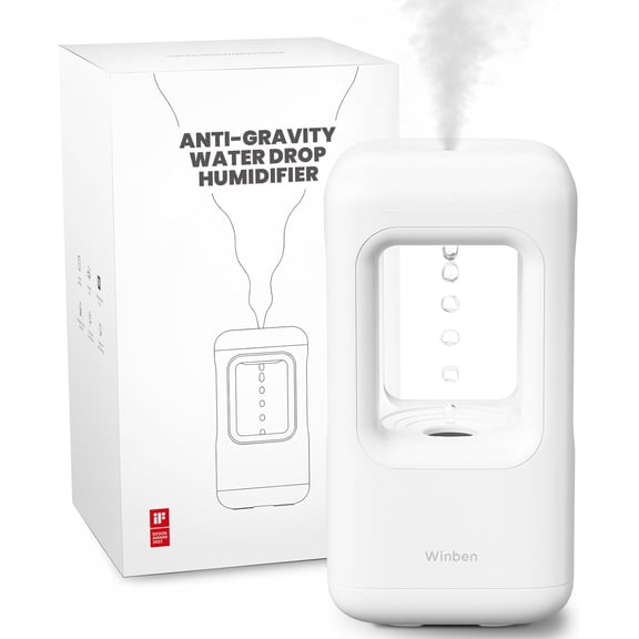 600ml Levitating Humidifier with Anti- Water Flow Visual Effect for Bedroom Plants and Desk Quiet Portable Operation White
