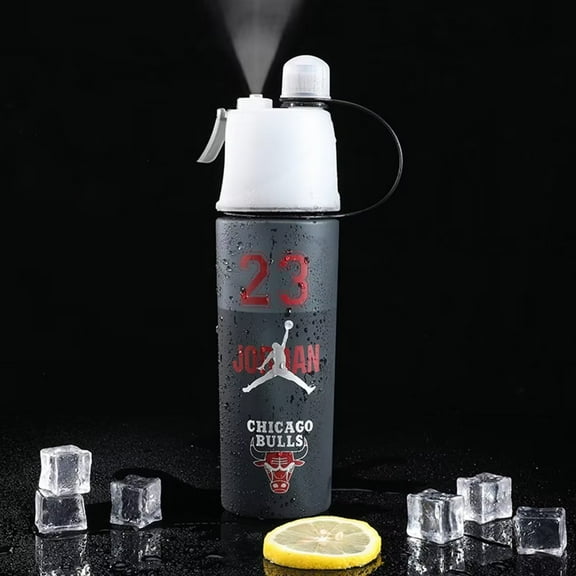 600ml NBA Style Sport Water Bottle with Filter, Exercise Sport Drinking Water Bottle Cup with Spray and Handle [Michael Jordan]