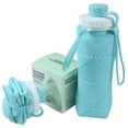 thumbnail image 1 of 600ml Silicone Folding Water Bottle, High & Low Temperature Resistant, Leak-Proof & Easy to Clean, Reusable Collapsible Travel Sports Bottle with Lanyard, 1 of 15